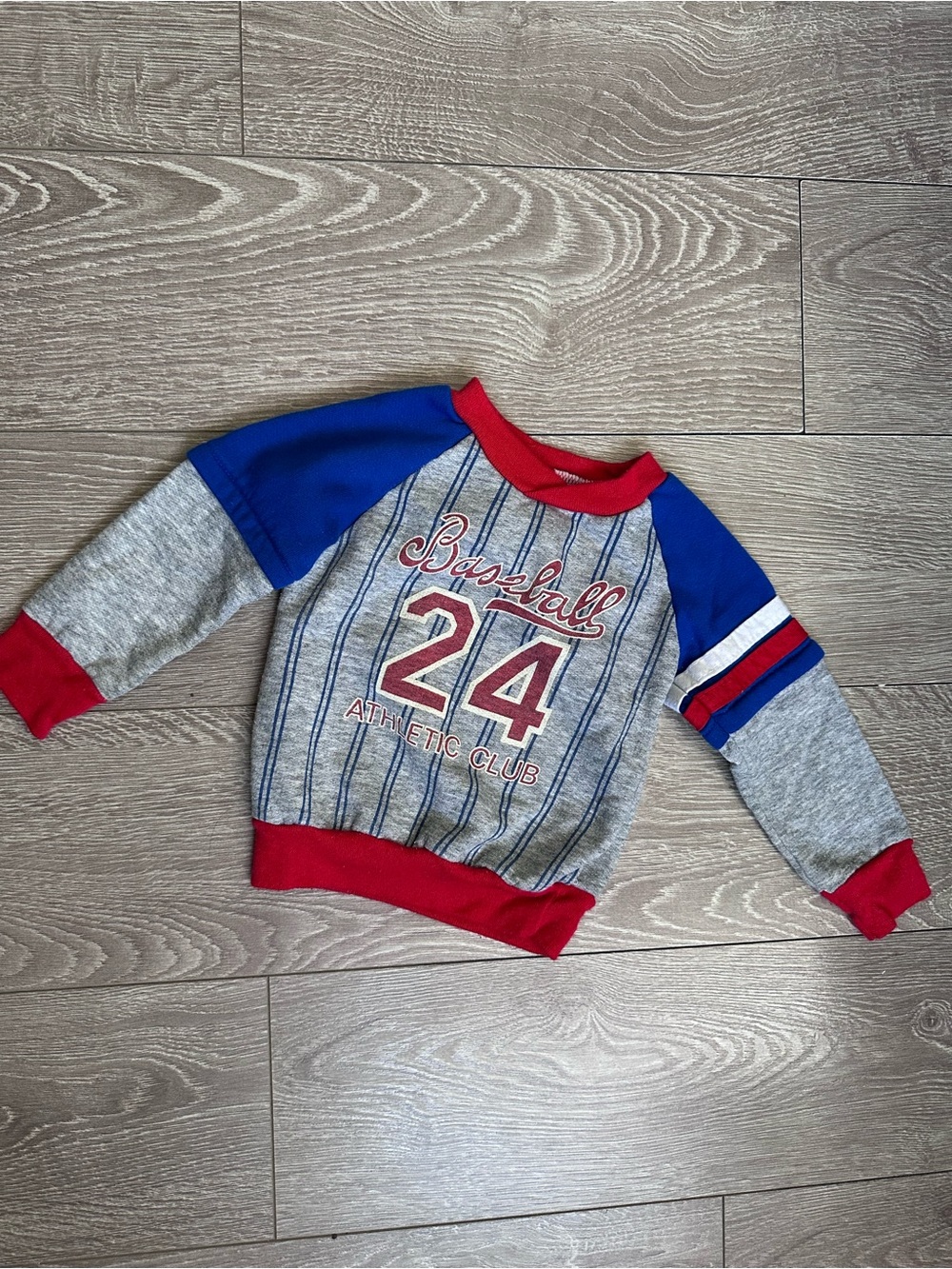 Vintage Baby Baseball Sweatshirt - Gray, Blue, Red
